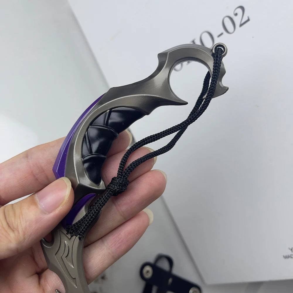 15CM Valorant Game Merch Reaver EP 5 Karambit with Leather Case Zinc Alloy Metal Weapon Model Anti Rust Realistic Craft Toy