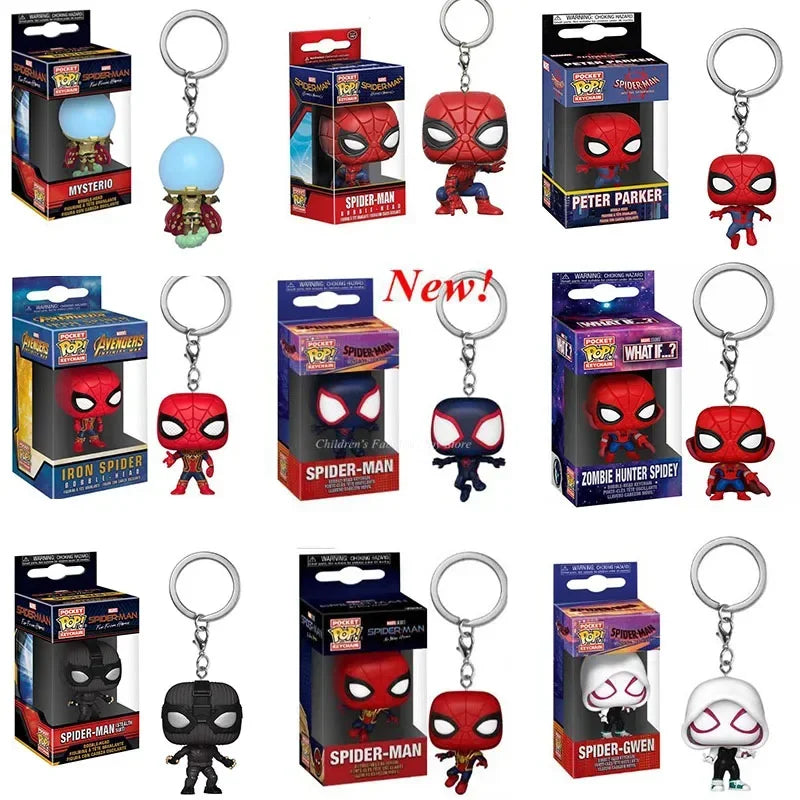 НОВО FUNKO POP Спайдър-Мен Спайдър-Гуен Зелен Гоблин Ловец на зомбита Спайдър Питър Паркър Мистерио Ключодържател Винилова фигурка Играчки