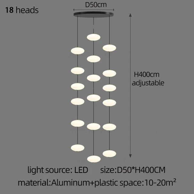 Modern Led staircase chandelier living room hanging light designer Villa duplex building  oval string attic pendant lighting