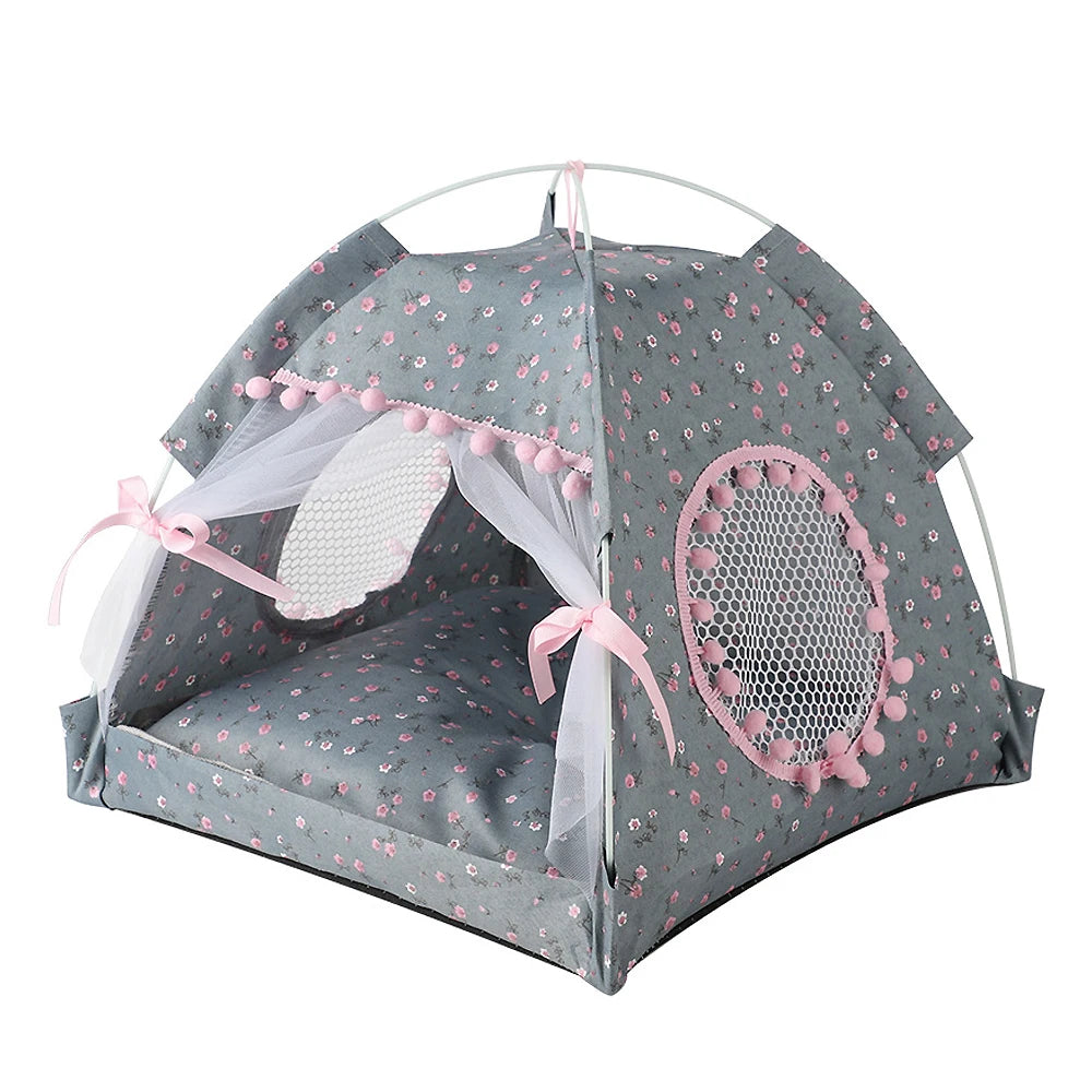 Foldable Pet Cat Tent Bed Four Seasons Universal for Cat and Dog Pet Nest Summer Cool Mat Portable Breathable Cat House Cave Hut
