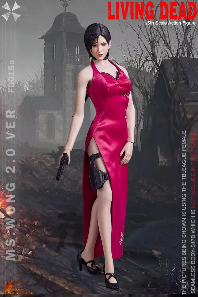 Hot Heart FD015 1/6 Scale Collectible Zombie Killer Spy Ms. Wong Cheongsam Style 12in Action Figure Full Set Model for Fans Gift