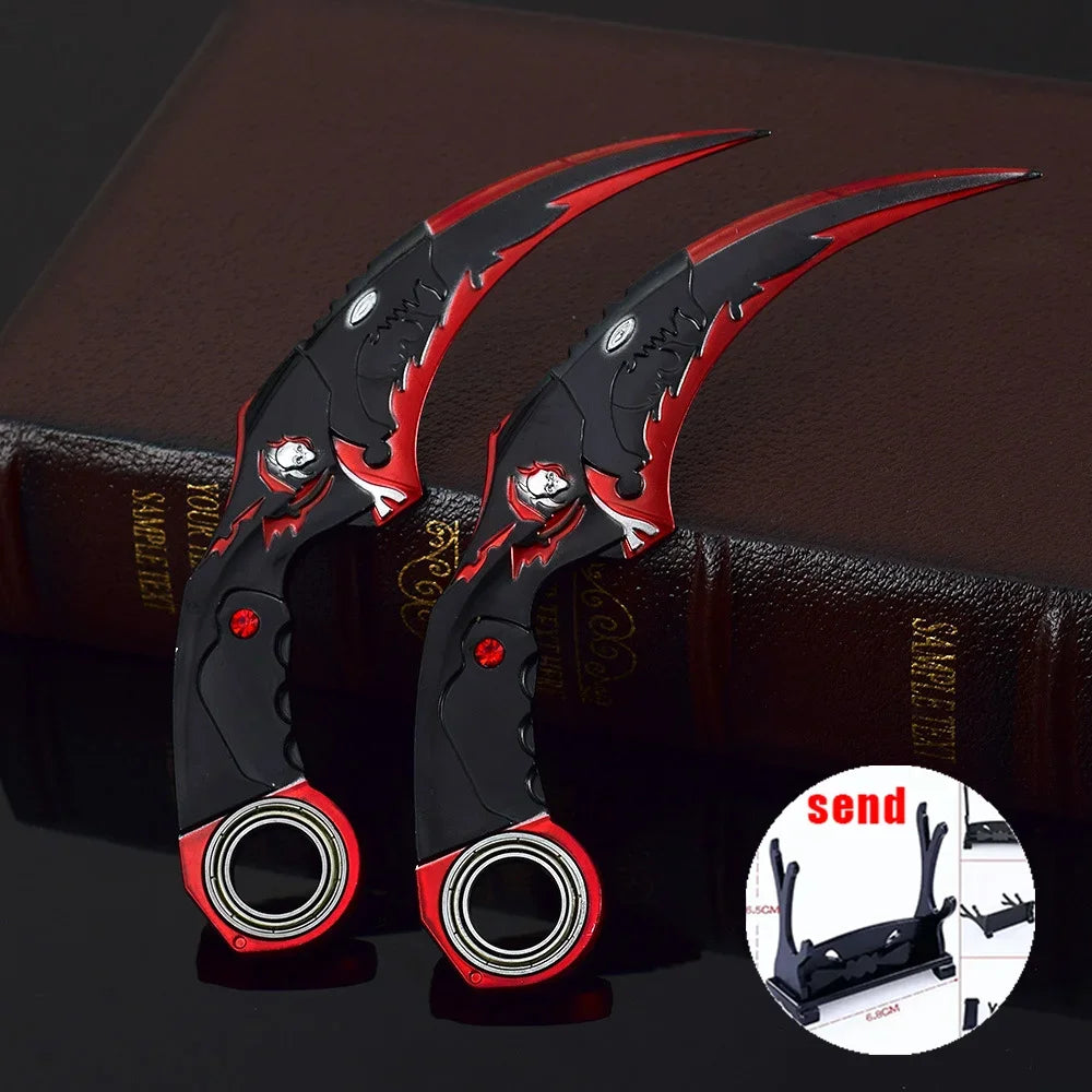 6,7 Zoll chinesischer Drache Karambit Metall Dark Moon Double Thorn Modell Spiel Leben und Tod Peripheriegeräte Golden Dragon Claw Knife Toy