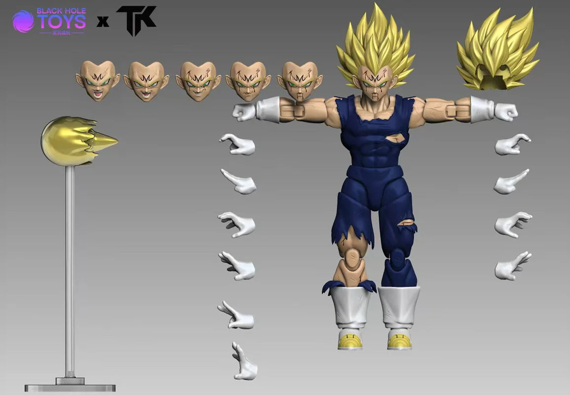 Hot Dragon Ball Super Saiyan Z Shf Ssj Majin Vegeta Black Hole & Tk Full Power Battle Damage Anime Action Toy Figure Model Gifts