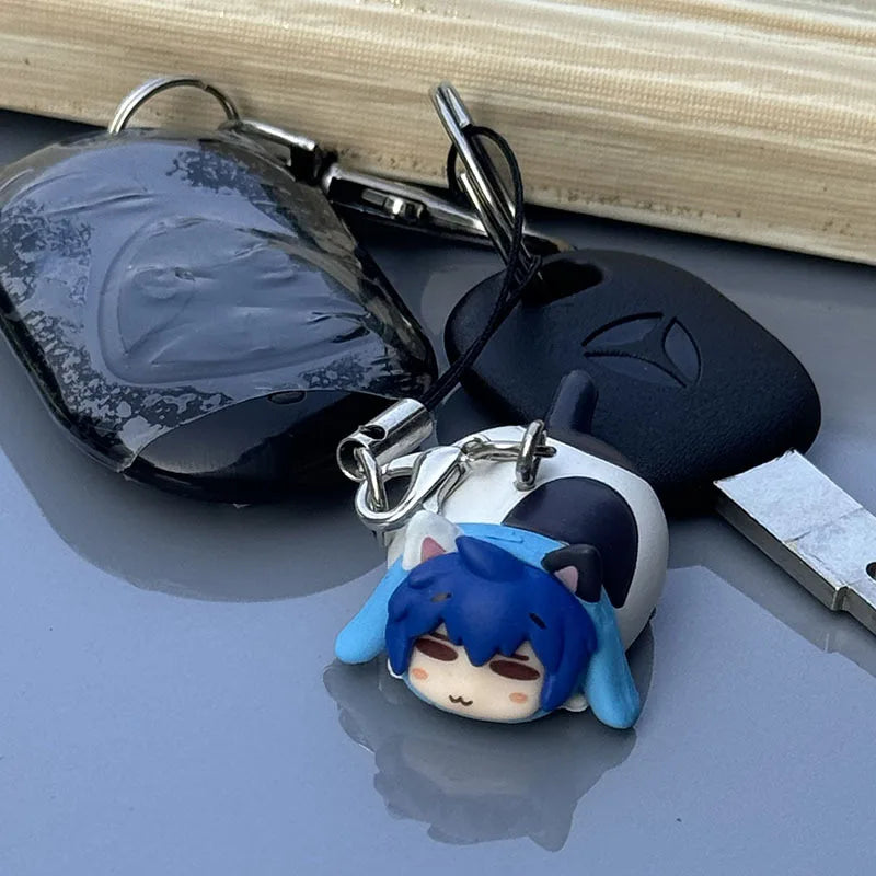 1pcs Boxed Anime Hatsune Miku Kaito Rin Len Kawaii Bee Q Version Figure PVC Model Toys Key Ring Pendant Gifts