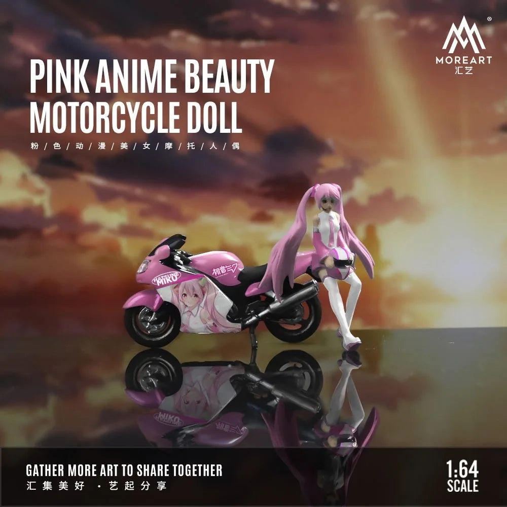 1:64 Hatsune Miku Motorcycle Mini Model Cute Figure Cartoon Toy Scene Figurine Collection Gift