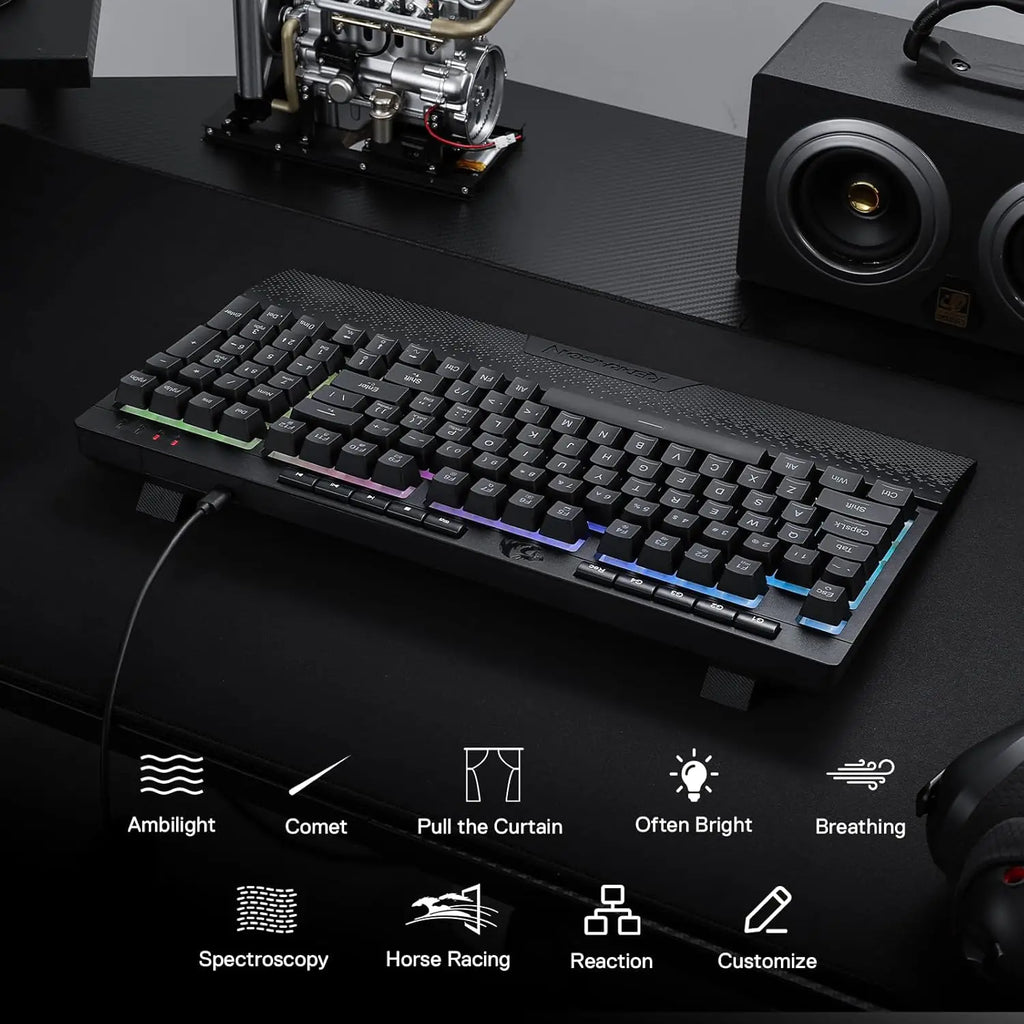Redragon K515 Shiva RGB Membran Gaming 98 Tasten Mechanische Abnehmbare Handballenauflage Glatte Linearschalter-Tastatur