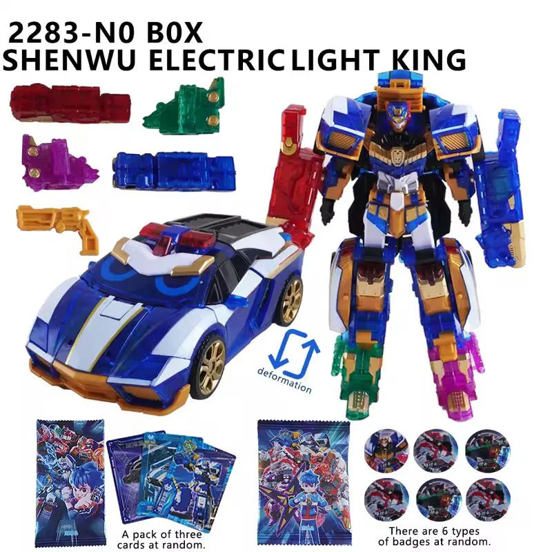 In Stock Transformation Toy Metal Cardbot Fire Engine HEAVY IRON Trailer Cargo Truck Transformation Robot Car Figure Boy Gifts