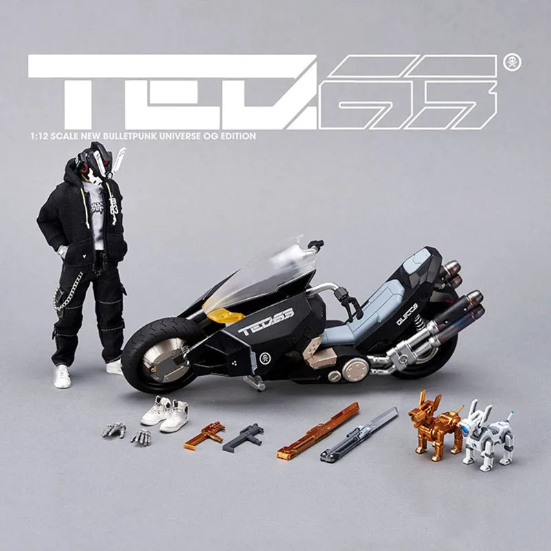Devil toys Quiccs 1/12 Scale Mini TEQ63 SRCH K9 Dog Motorcycle with Movable Action Figure Set Model for Fans Holiday Gifts