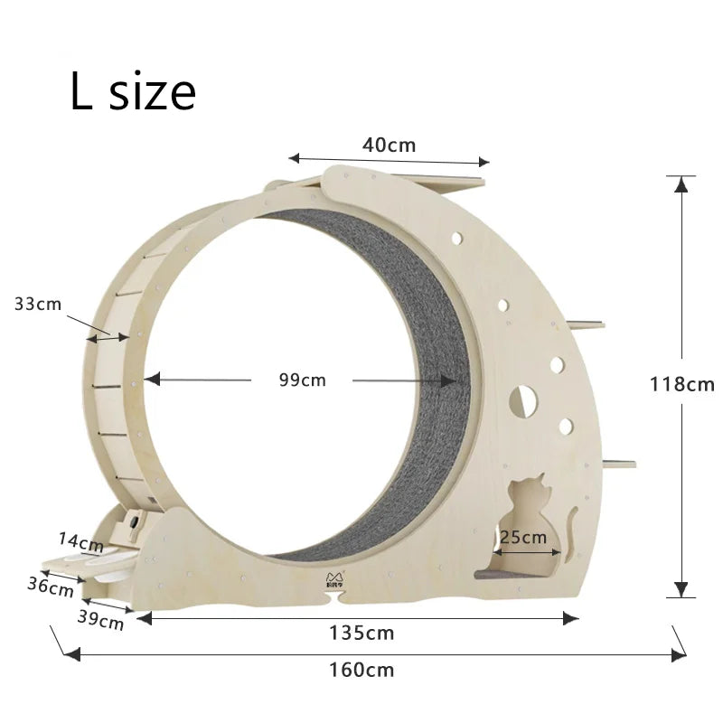 Luxury Pet Climbing Frame - Custom OEM/ODM Cat Treadmill with Dual Bowls (Birch & Fiberboard Options, Indoor Exercise Wheel