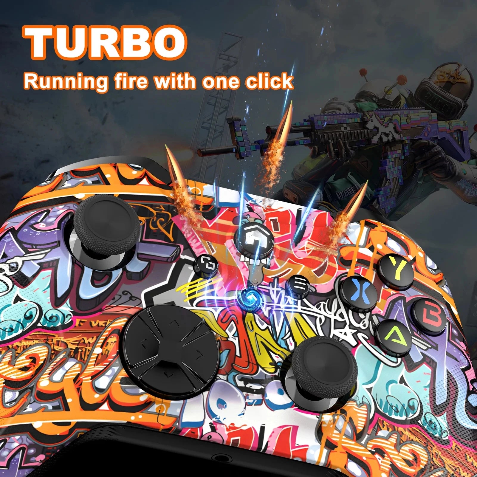 Wireless Xbox Controller for Xbox One X-S/ Xbox Series X-S/ PC, Support Turbo Macro Function, Six-Axis Sensor and Dual Vibration