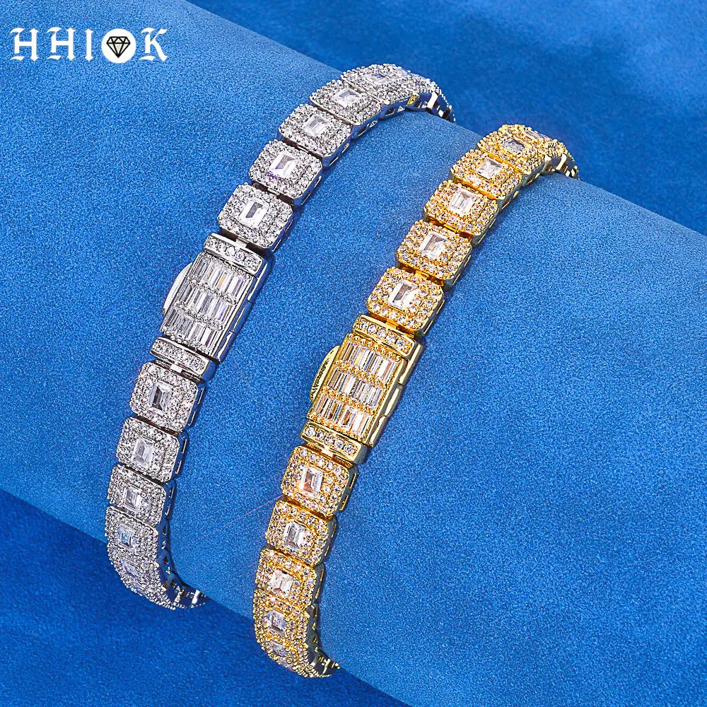 7,5 mm Armband Hip Hop Herren Rock Sugar Cuban Chain Funkelnder Tennis Cluster Diamant Vergoldete Halskette Damen Geschenke