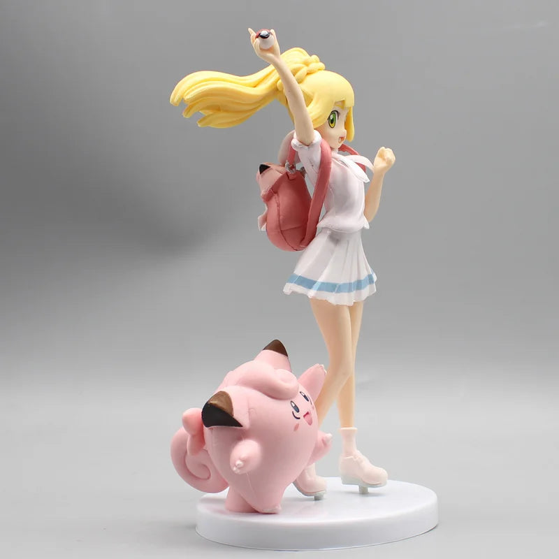 20 см Pokemon Lillie Clefairy игра Красиво момиче фигурка модел Gk статуя момчета колекция настолна декорация орнамент играчки подаръци