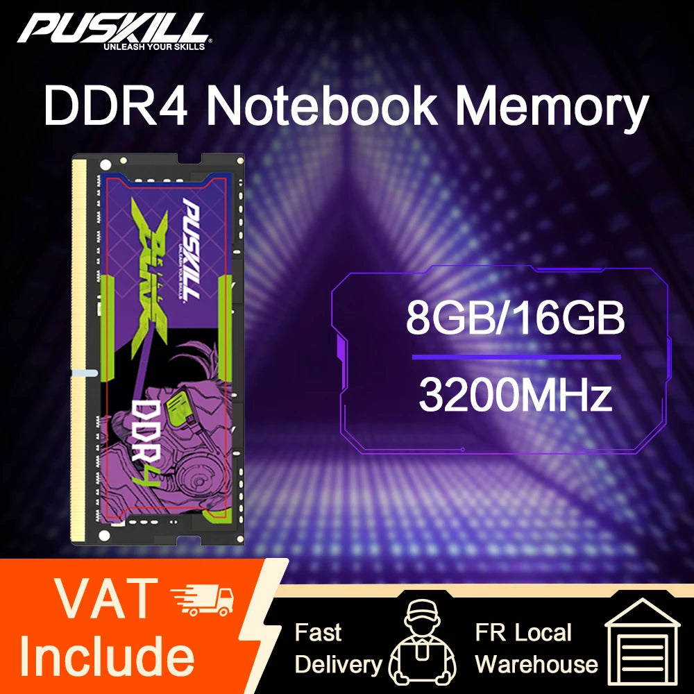 PUSKILL DDR4 Notebook Memoria Ram 8GB 16GB 3200MHz 2666MHz 1.2V Sodimm Laptop Memory