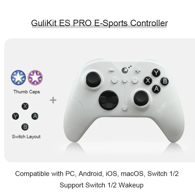 GuliKit ES Pro E-sports Controller for Nintendo Switch 1/2 Wireless Gamepad with TMR Joystick for PC Windows Android iOS macOS