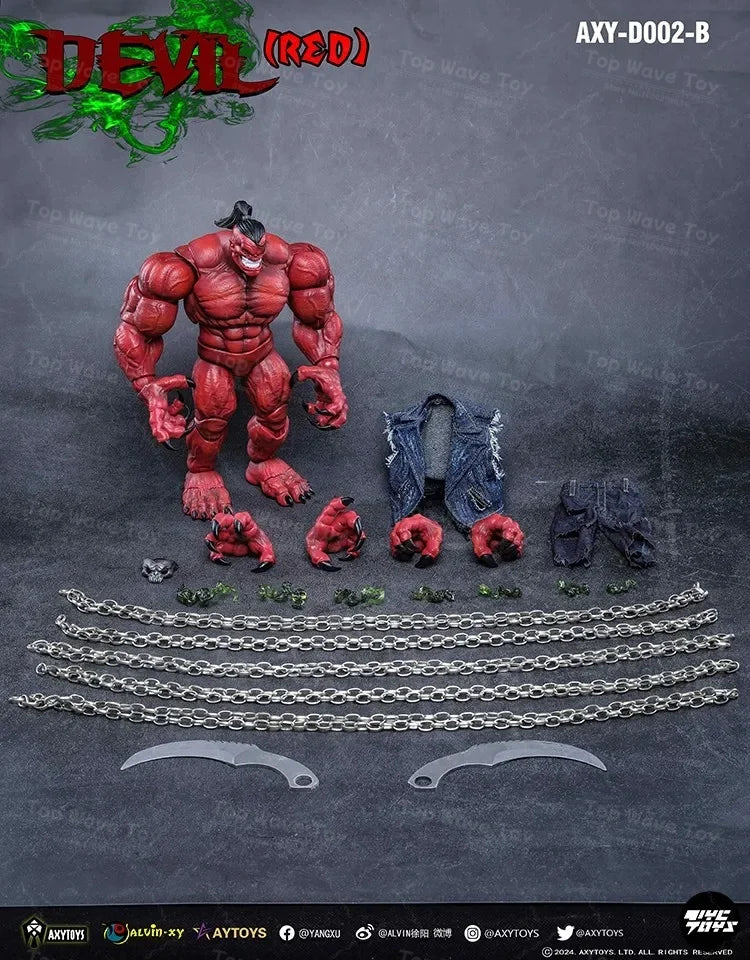 2025 NEW STOCK  AXYTOYS 1/12 Scale In Stock New Demon Unpainted Prototype Devil Red Crimson Demon Model Fast Dispatch Axytoys