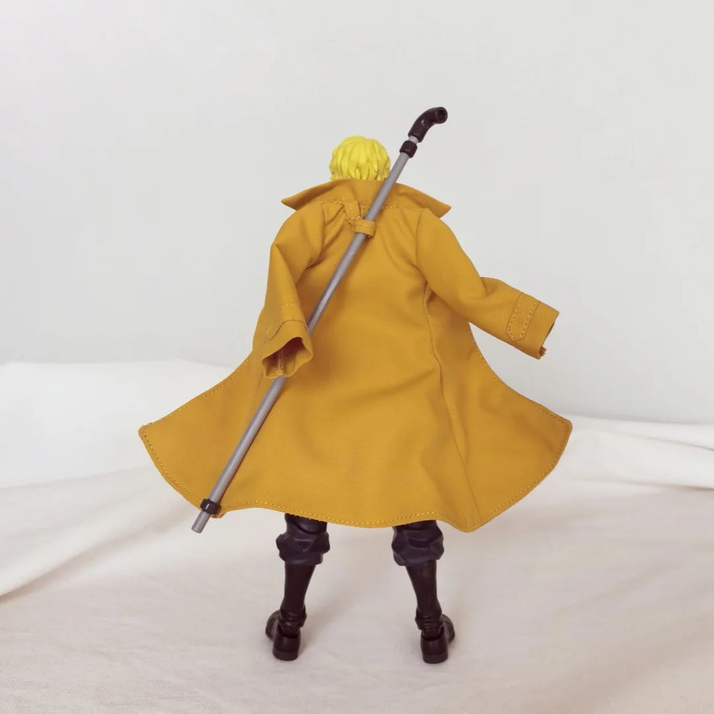 One piece SHF Anime Handmade Sabo tailored Generation Yellow long sleeved cloak Built In Iron Wire Is Suitable for 1/12 Toys