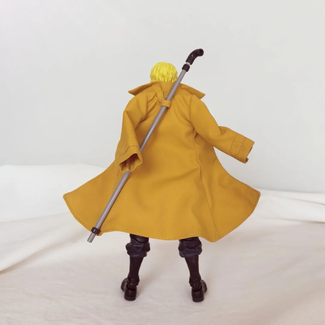 One piece SHF Anime Handmade Sabo tailored Generation Yellow long sleeved cloak Built In Iron Wire Is Suitable for 1/12 Toys