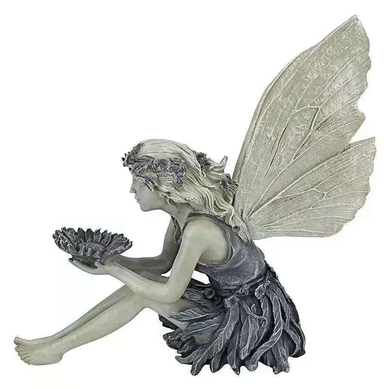 Fee Statue Harz Ornament Garten Dekoration Engel Figurine Friedliche Gebet Mädchen Skulptur Handwerk Retro Desktop Ornament