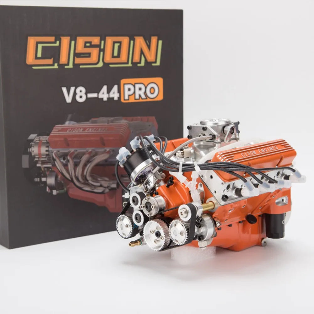 CISON V8 Engine 44CC 1/6 Scale Small Block Water Cooled Four Stroke Eight Cylinder Internal Combustion V8 Engine Model Kit