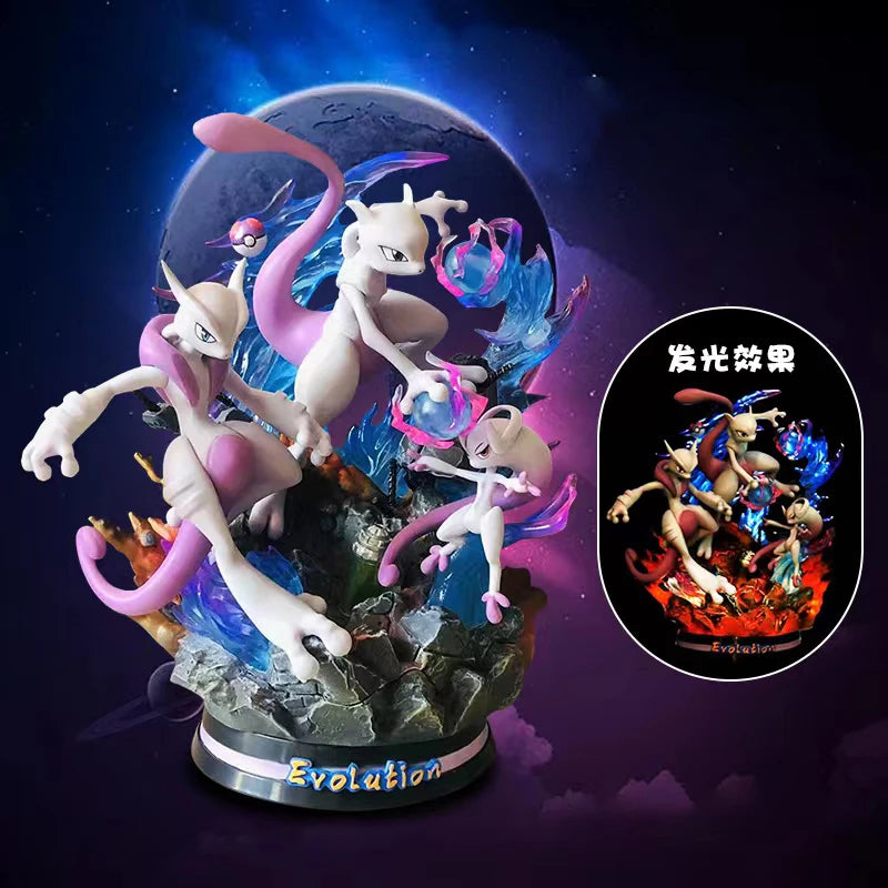 Pokemon Evolution Eevee Anime Figure Charizard Raichu Mewtwo Dragonite Venusaur Gengar Illuminous Figurine PVC Statue Model Toys