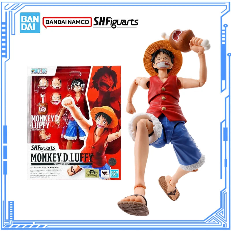 Bandai Original One Piece Modellbausatz Anime Figuren SHF Monkey D. Luffy Romance Dawn Actionfiguren-Sammlerstück Modell Kinderspielzeug Geschenke
