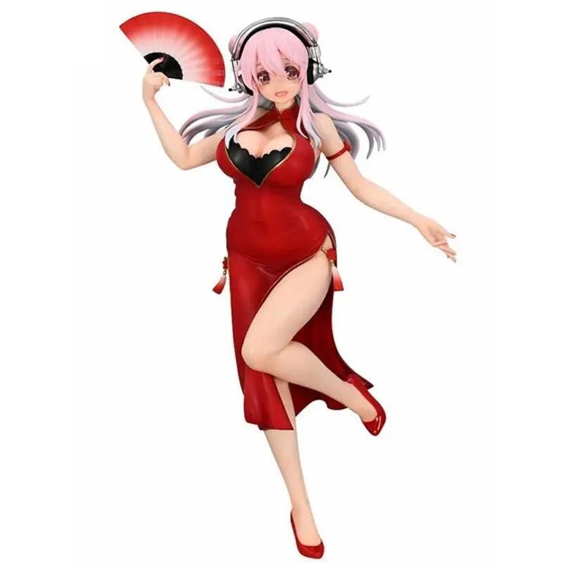 Genuine Original Furyu Super Sonico Trio Try It Figure Red China Dress Ver In Stock Anime Figure Model Collector Figurine Toys