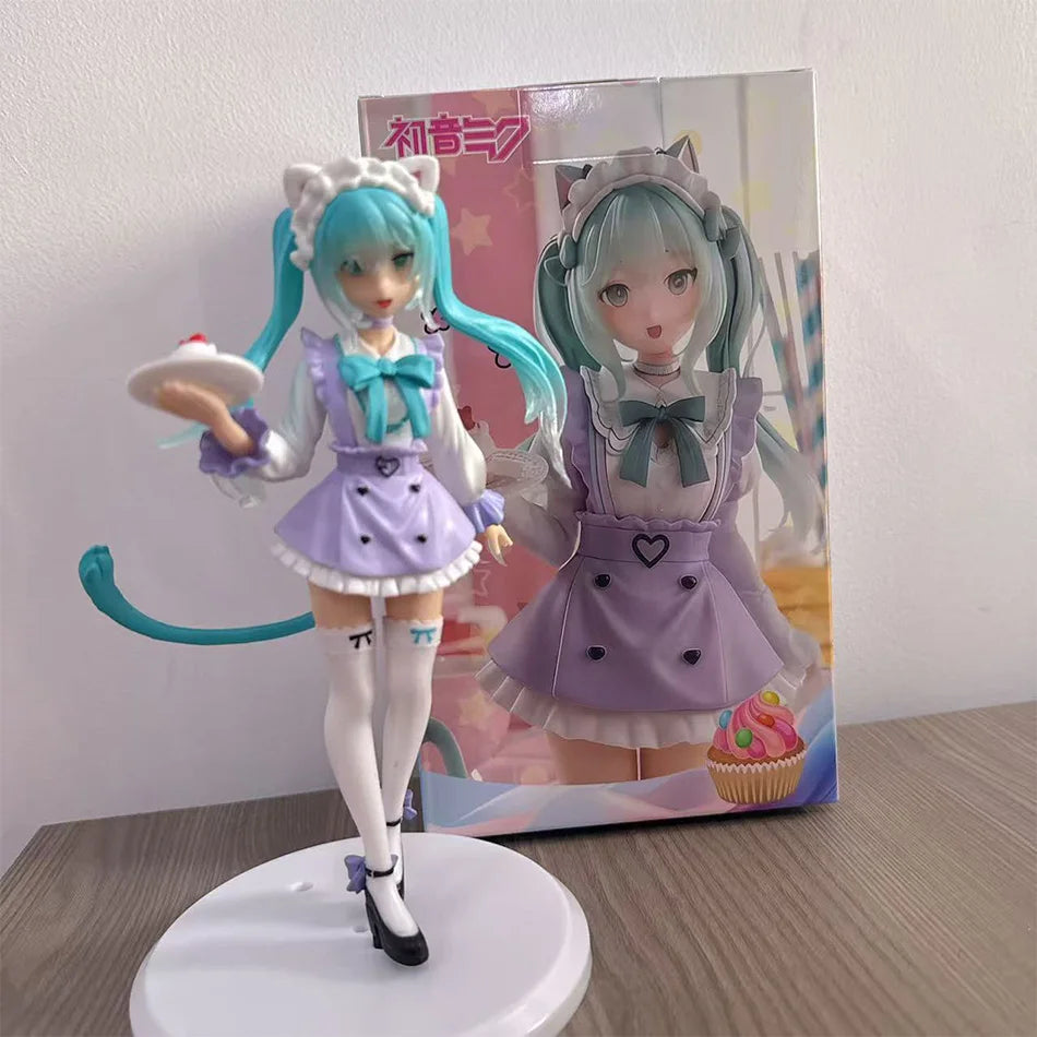 In Stock Kawaii Piapro Hatsune Miku 1/7 Scale Figure F:NEX Cat Ear Maid Anime PVC Collectible Model Ornament