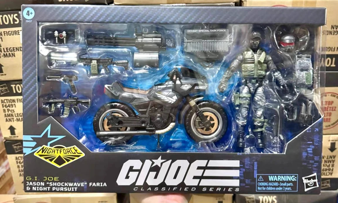 New Original Hasbro G.I. Joe Classified Series #127 Night Force Jason Shockwave Faria & Night Pursuit Cycle Action Figure Model