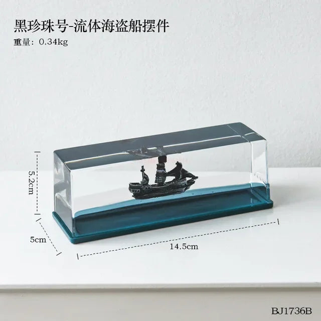 One Piece 3d Ship Fluid Drift Bottle Thousand Sunny Ship Going Merry Boat One Piece Floating Boat Ornament Decompression Gift