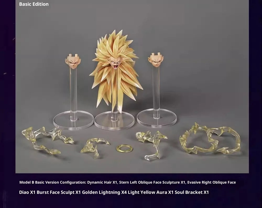New Ssw Studio Dragon Ball Shf Figure Ssj 3 Super Saiyan Son Goku Head Sculpture Special Effect Figure Collection Model Toys