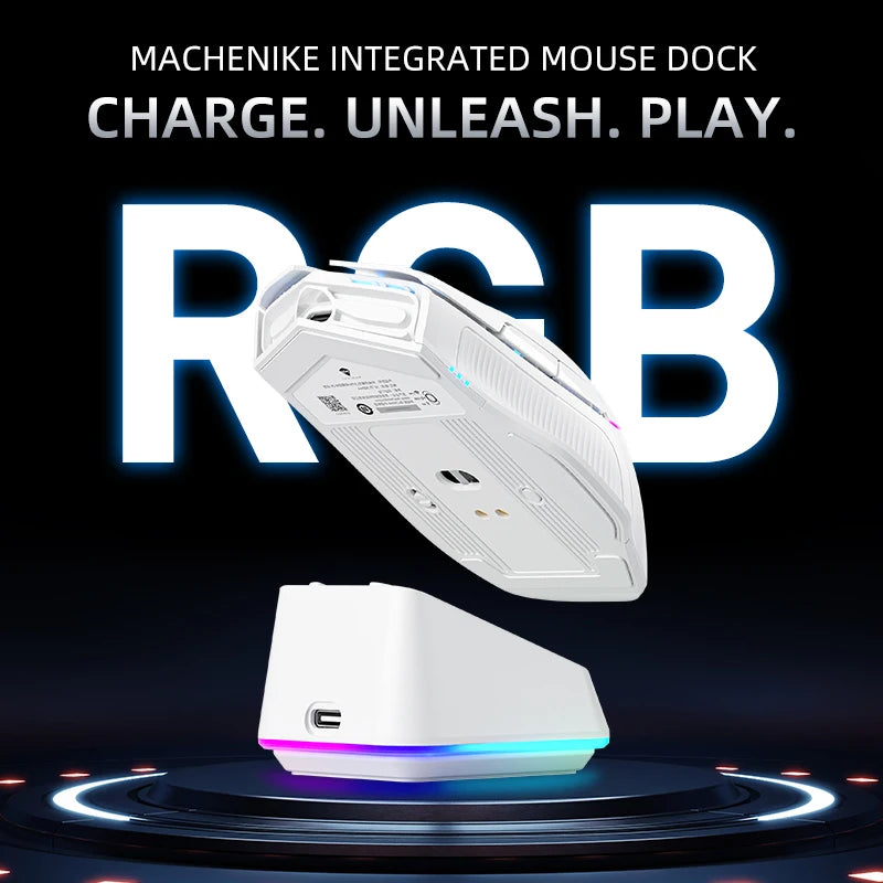 MACHENIKE L8Pro Wireless Gaming Mouse With Charging Dock PAW3395 Optical Sensor Adjustable Scroll 8K+2K Polling RGB For Gamer