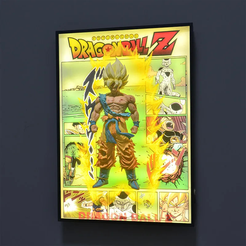 Dragon Ball Anime Figures SSJ1 Goku 3D Stereo Lamp Painting Action Figures Poster Photo Frame Room Table Top Decor Birthday Gift