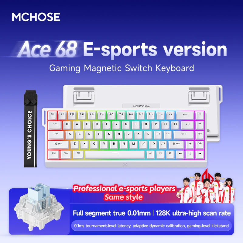MCHOSE Ace68 Kabelgebundene mechanische Gaming-Tastatur – 68 Tasten, ultrakompaktes Layout, RGB-Hintergrundbeleuchtung, extrem niedrige Latenz, Typ-C, kabelgebunden