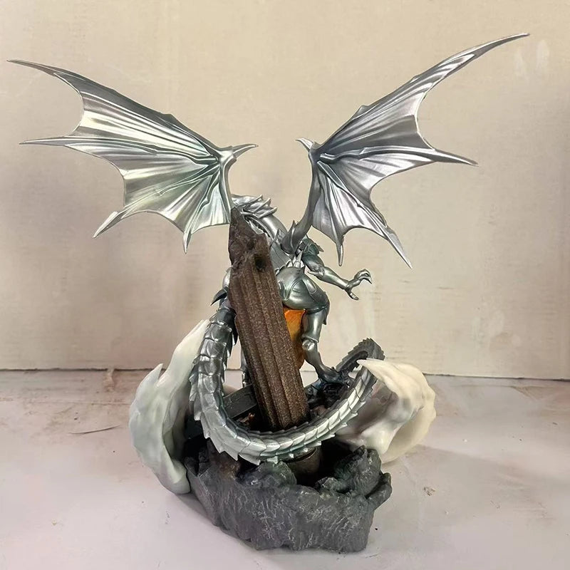35cm Anime Yu-Gi-Oh! Mx Blue - Eyes White Dragon Figure Gk Scene Model Statue Desk Ornaments Statue Collectible Animation Role