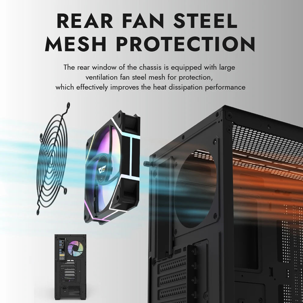 Aigo AS900 PC Case 270° Panoramic Design ATX M-ATX ITX Sea View Room Side Transparent Desktop Chassis Diy Gaming Computer Case