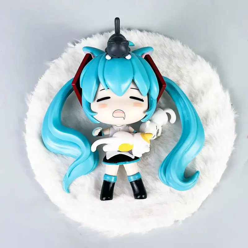 11CM Hatsune Miku Sleeping Anime Action Figurines Doll Desktop Ornament Kawaii Chassis Decor Kawaii Statue Model Trendy Toy Gift