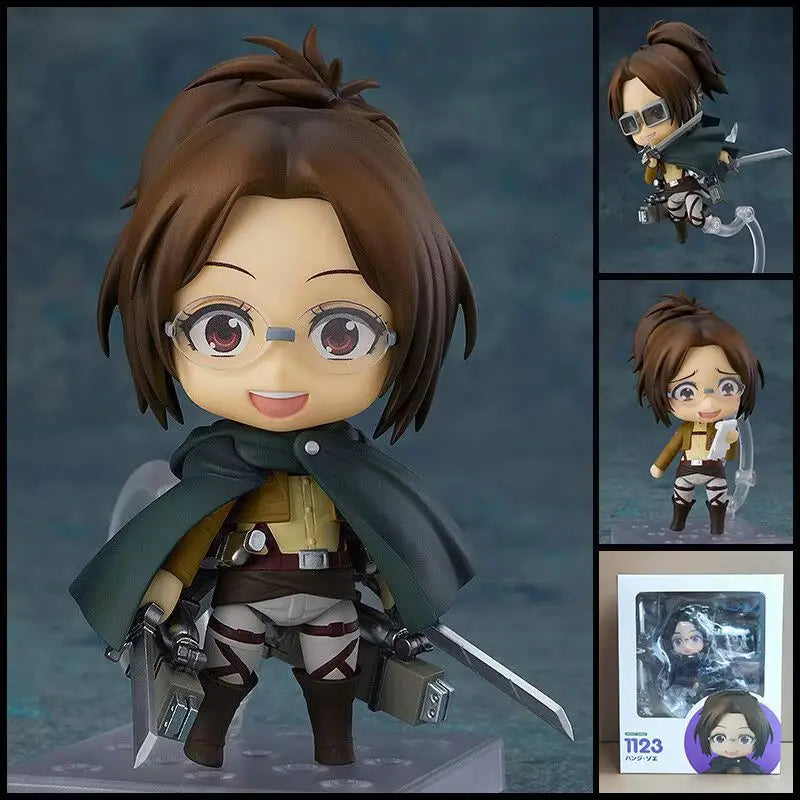 Anime Q Version Figure Attack On Titan 1123# Hange Zoe 2000# Eren Jaeger Mikasa Ackerman Action Model Desktop Doll Ornament Gift