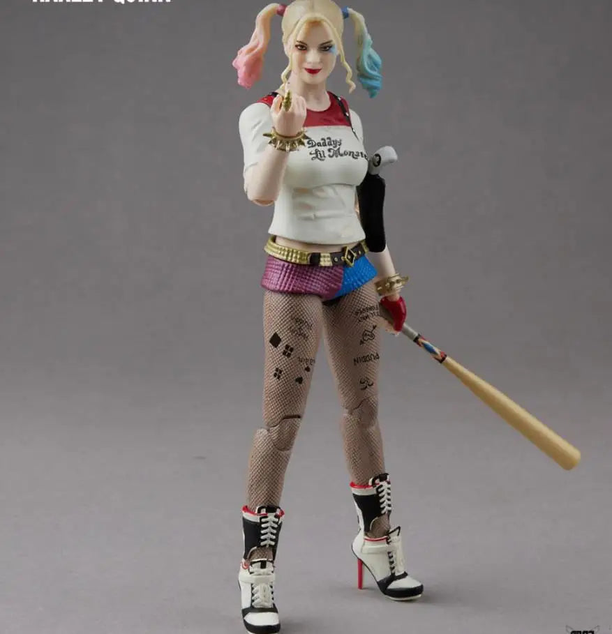 Anime Harley Quinn joint mobility standing posture Action Figure PVC Model Toys doll Desk Decor Collectible Gifts boxed