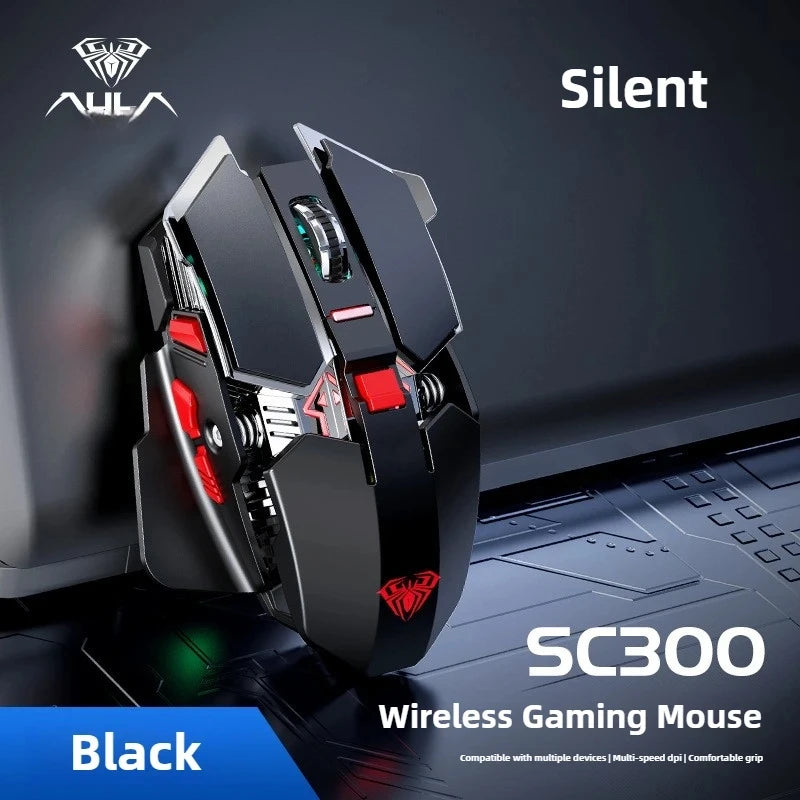 SC300 Wireless Mouse Rechargeable Silent Notebook Desktop Computer Mechanical E-sports Game Home With 4 Color Cool Lights