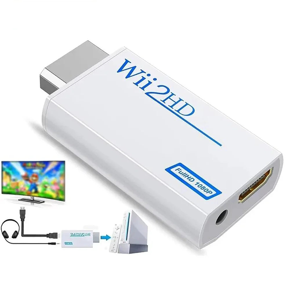 3.5mm Audio 1080P for Wii To HDMI-compatible Adapter Converter For PC HDTV Monitor 720P Wii2 To HDMI WII2HDMI Converter Adapter