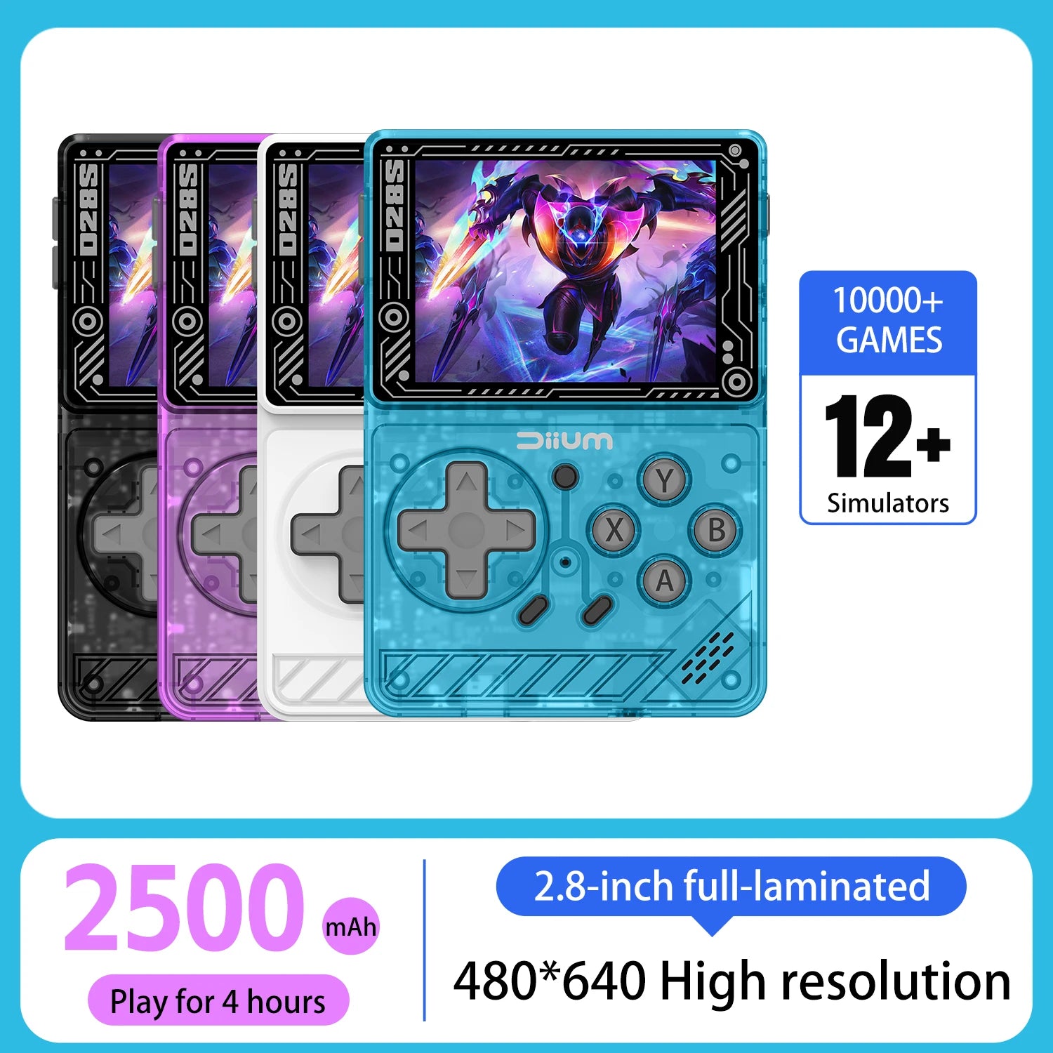 Handheld Retro Gaming Console Type-C Charger Portable 64G 128G 2500mAH Ultra Long Battery Life Classic Game Console