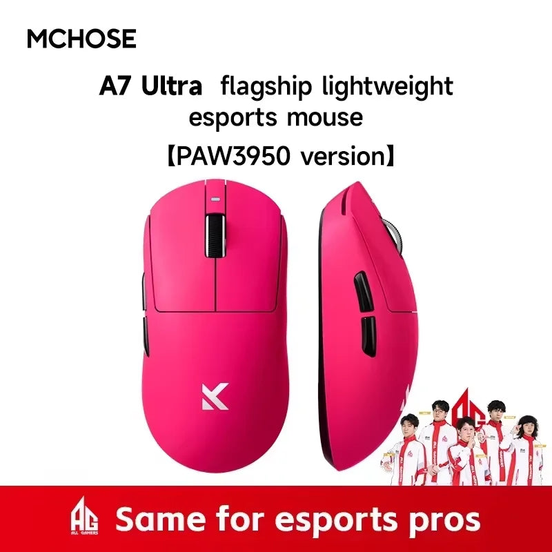 MCHOSE A7 Ultra Wireless Gaming Mouse Pixart3950 High-Precision Sensor Lightweight Design 8000Hz Polling Rate Realtek Master