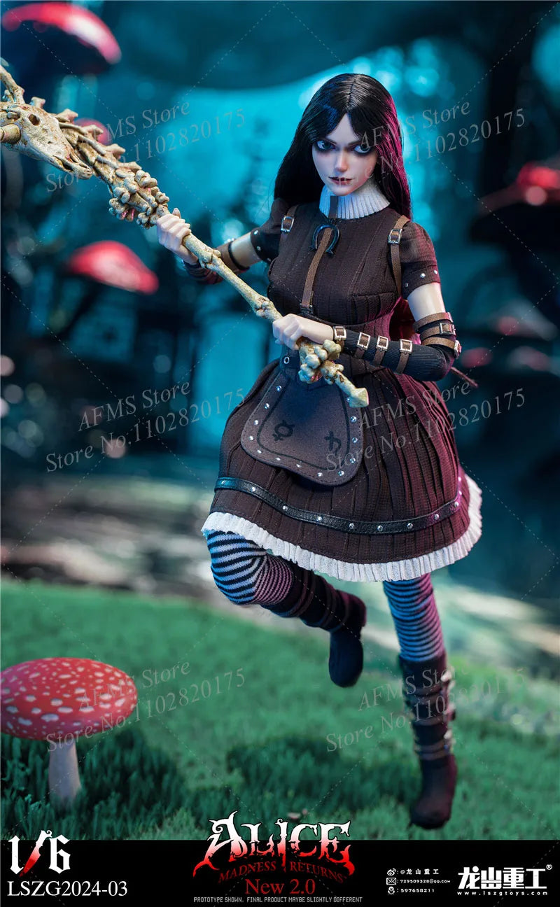 LSZG2024-03 1/6 Scale Collectible Figure Crazy Dark Girl Alice Full Set Dolls 12Inch Women Soldier Action Figure Model Toys