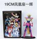 19CM Anime Figur Phoenix Ikki Hyoga Seiya Shiryu Stehende Rüstung Modell Kinderspielzeug PVC Box Desktop Sammlung Dekoration