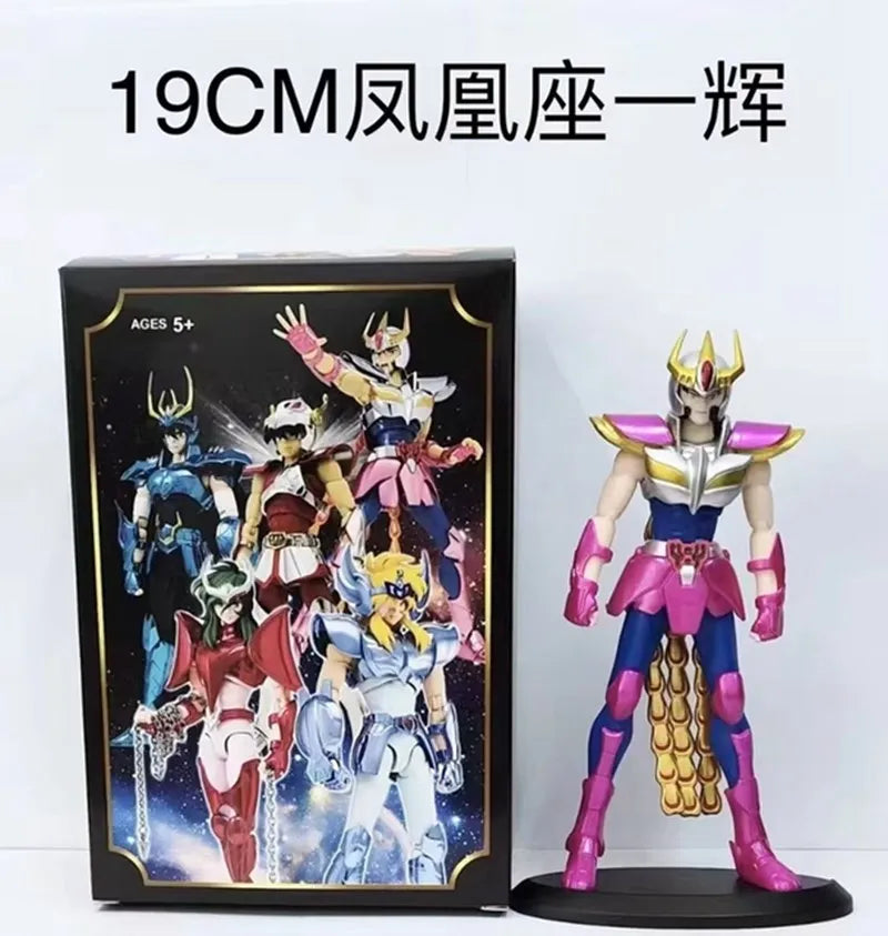 19CM Anime Figure Phoenix Ikki Hyoga Seiya Shiryu Standing Armor Model Children's Toys PVC Box Desktop Collection Decoration