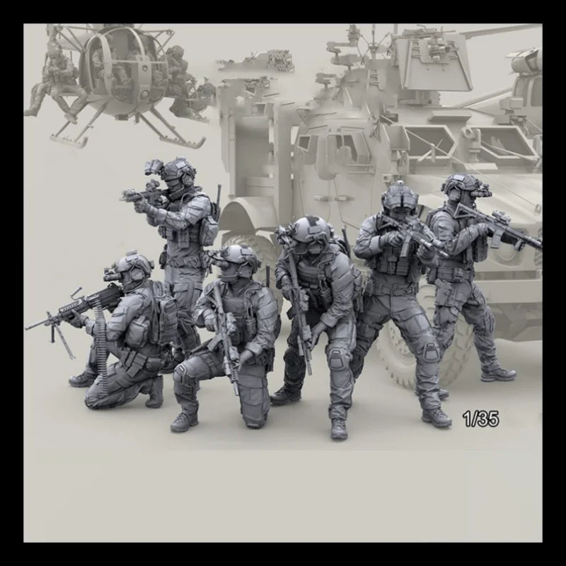 1/35 Resin Figure Unpainted Model Kit, military theme, (6 people) Unassembled and unpainted GK,