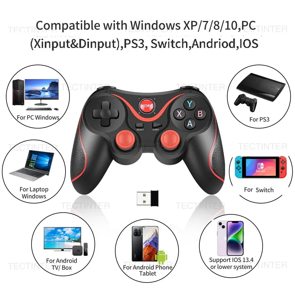 Terios T3 X3 безжичен джойстик геймпад за компютър, PS3/IOS, телефон/TV бокс, Nintendo Switch, аксесоари