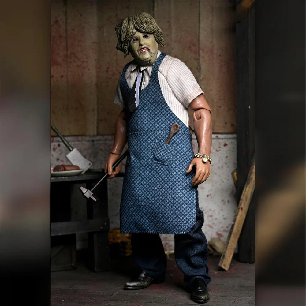 NECA Texas Chainsaw Massacre - Leatherface with Old Lady Mask 8" Clothed Action Figure Model Doll Garage Kit