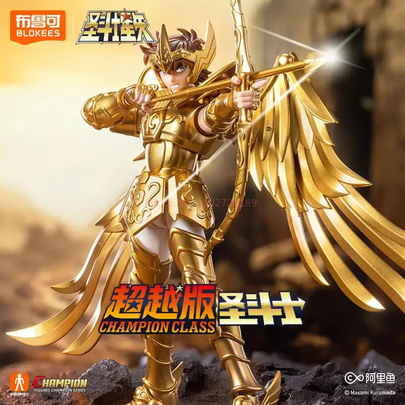 Original Blokees Saint Seiya Actionfigur Taurus Aldebaran Spielzeug Aiolos Pegasus Mu Aiolia Milo Montagemodellbausatz Champion-Klasse