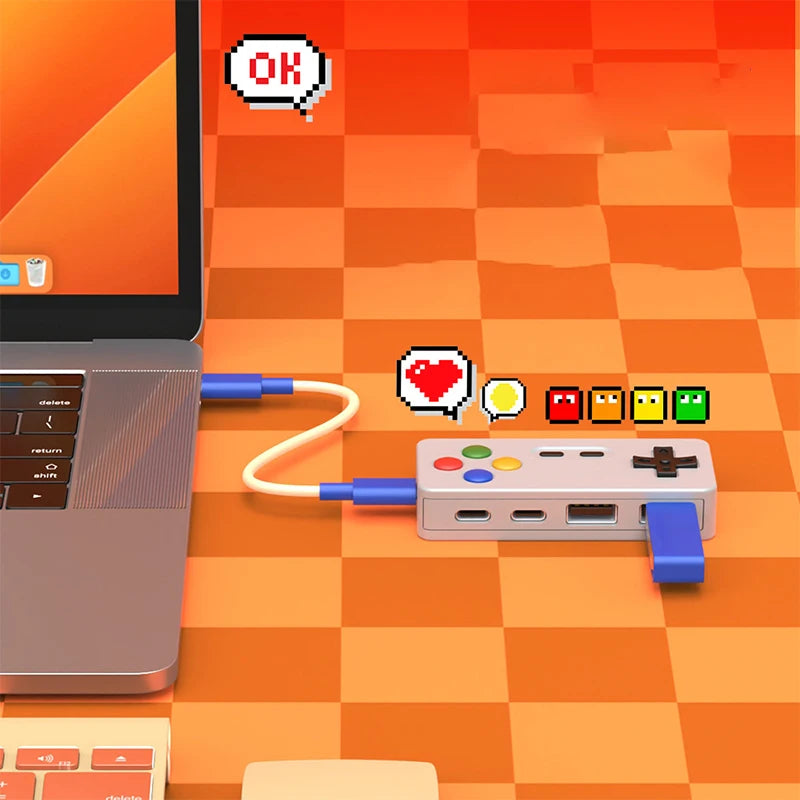 4-in-1 Gamepad-Modellierungs-HUB Gamecontroller Computer USB Typ-C USB-C Schnittstellenadapter für Laptop PC Maus Tastatur U-Disk